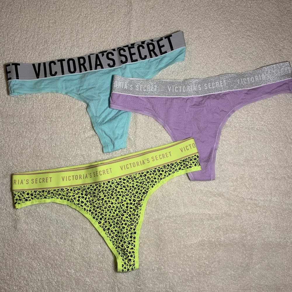 3 NWT Victorias Secret Logo band thong underwear